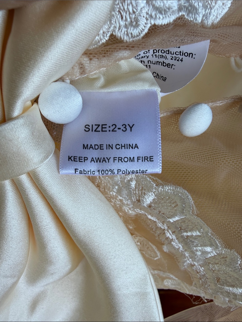 Ivory Tulle Flower Girl Dress with Bow Back size 2/3T - Picture 5 of 6